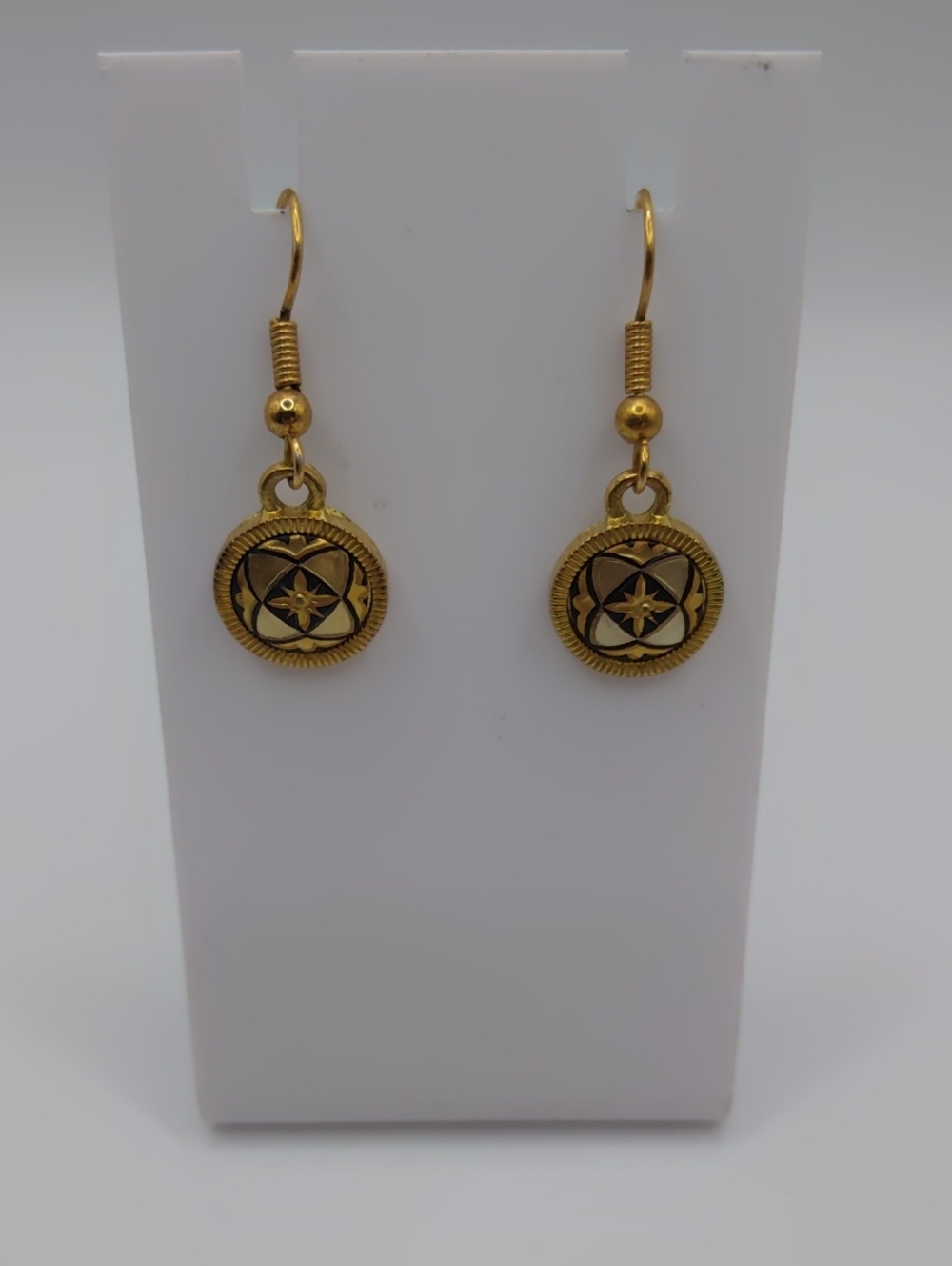 Anframa Damascene 24k Plated Dangle Earrings